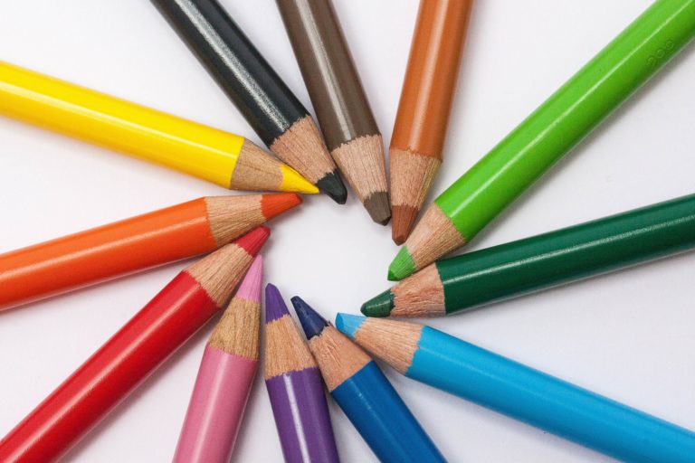 Sketching with coloured pencils