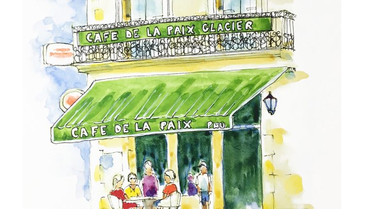 French café sketchbook